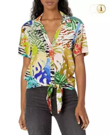 Desigual Damenhemd Cremona mit tropischem Pflanzenprint. Farbe: bunt.