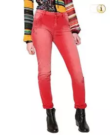  Desigual Jeans “Angelinass”. Mit floraler ton-in-ton Musterung Farbe: rot.