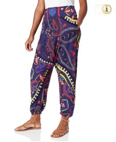 Gebauschte Hose von Desigual im Baggy-Style mit großflächigem Paisley-Muster. Farbe: dunkelblau.