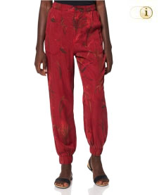 Desigual Jogginghose mit tropischem Aufdruck, Blumenmuster. Farbe: rot.