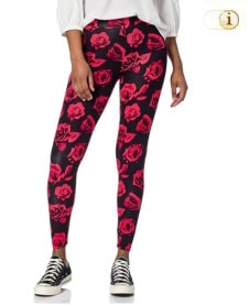 Desigual Leggings mit blumigem roten Camouflage-Muster. Farbe: schwarz.