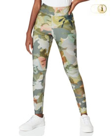 Desigual Leggings mit elastischem Bund und stylischem Camoflower-Muster. Farbe: grün.