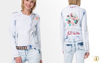 Desigual Sommer, Denim, Jeansjacke Chaq Beach, weiß.