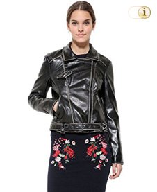 Desigual Herbst, Lederjacke Mirna, Farbe: schwarz.