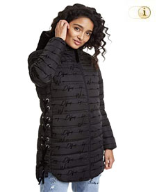 Desiguals kurze Daunenjacke. Quergesteppt und mit -different- Textur. Farbe: Schwarz.