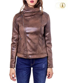 Desigual Jacke Millet. Lederjacke im Stone-Washed-Stil mit schicker ton-in-ton Musterung auf der Rückseite. Farbe: bronze.