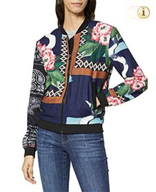 Bunte gemusterte Desigual Jacke Cassidy aus weichem Material und innen schön gefüttert. Farbe: blau.