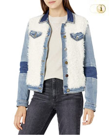 Desigual Jeansjacke Valerie Exotic mit Felldetails. Stoff: Texilfasermischung. Farbe: Blau.