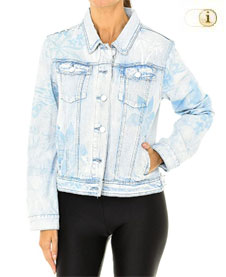 Desigual Jeansjacke whaii Exotik mit floralen ton-in-ton Prints. Stoffe: 100 % Baumwolle. Farbe: hellblau.