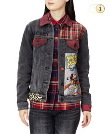 Desigual Jeansjacke Denim in schwarzer Waschung mit Mickey Mouse Patches. Farbe: Farbe: schwarz.