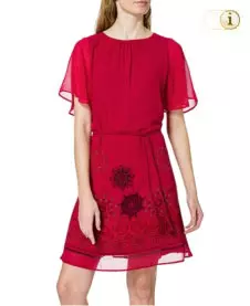 Zweilagiges Desigualkleid Tampa mit Mandala und Blumenprints bis zum Saum. Farbe: rot.