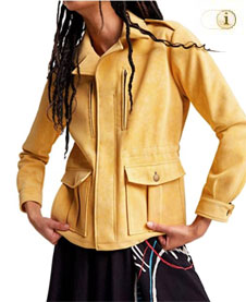 Jacke amar mit leicht tailliertem Schnitt aus edlem Lederimitat. Farbe: gelb.