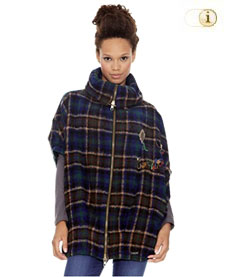 Fledermausjacke Murciélago. mit besticktem Tartan-Muster aus 60% Polyester, 40% Wolle. Farbe: blau.