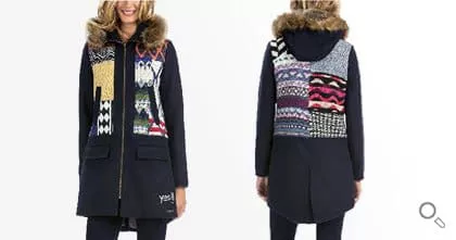 Schwarzer Desigual Wintermantel, für Damen. Mantel Sheila, schwarz.