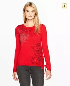 Desigual Pullover Trendy, rot, schwarz.