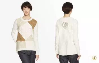 Desigual Pullover, weiss, braun.