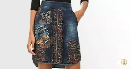 Desigual Sommer, Jeans, Denim, Rock Fal Natalia, blau.