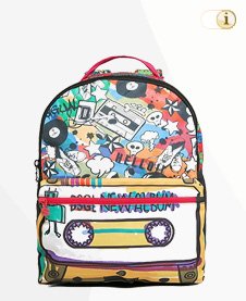 Daybag “Mochila Cassete”, bunt, Music-icon Musterung, Material: 100% Polyester. Farbe: Bunt.