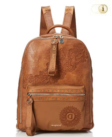 Desigual Rucksack ZAINO Melody Nazca mit eingeprägtem ton-in-ton Blumenmuster. Farbe: Braun.