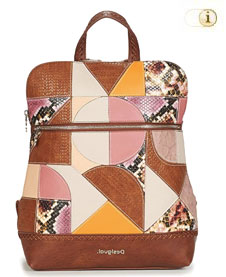 Desigual Rucksack Damen ayax nanaimo im Patchwork Muster-Design. Aus edlem Lederimitat. Farbe: Braun.