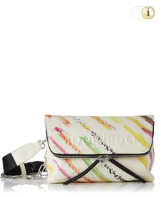 Across Body Bag mit kleinem Arty Muster auf edlem Lederimitat. Farbe: creme.