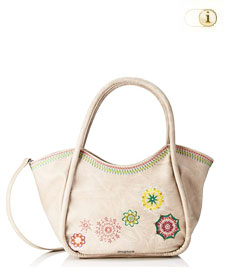 Tasche BOLS Carlina-Rottum mit bestickten Mandalamustern auf edlem Lederimitat. Farbe: creme.