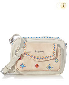 Tasche Bols Cristal Moon Cambridge mit kleinen Mandalas und Bordüren. Farbe: beige.