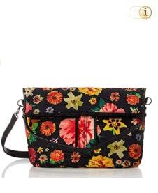 Tasche Desigual lacroix fabric pekin mit buntem Blumenmusterprint. Grundfarbe: schwarz.