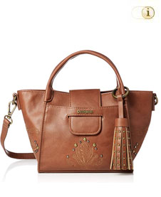Handtasche medium mit Fransenapplikation + Nieten. Farbe: braun.