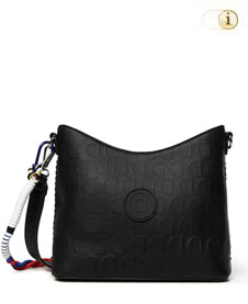  Desigual Tasche Bols Lazarus Galati mit Ton-in-Ton Musterdruck auf edlem Lederimitat. Farbe: schwarz.