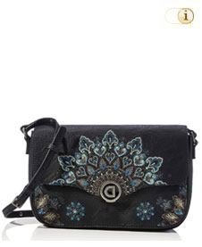  Desigual Tasche, Across Body Bag mit Spangenverschluss auf edlem Lederimitat. Farbe: schwarz.