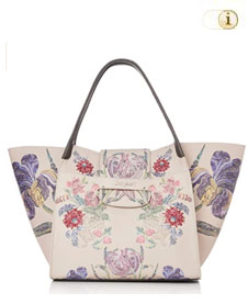 Tasche Bols-print-Zaria mit farbenfrohem Blumenmix auf edlem Lederimitat. Farbe: creme.