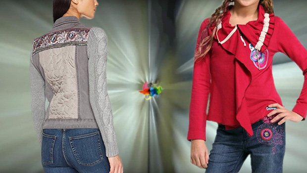 Desigual Winterjacke, Jacke, grau, rot.