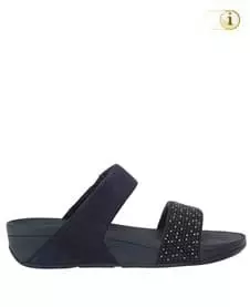 FitFlop Slip-on Pantolette Lulu Slide Glitter. Farbe: Marineblau.