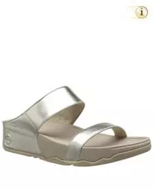 FitFlop Pantolette Lulu Slide. Farbe: schimmerndes silber.
