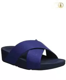 FitFlop Pantolette Lulu glitzy. Farbe: schimmerndes blau.