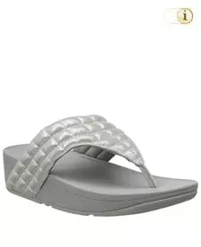 FitFlop Zehensteg-Sandale Lulu padded slide. Farbe: schimmernd silber.