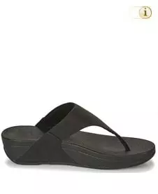 FitFlop Zehensteg-Sandale Lulu. Farbe: schimmernd schwarz.