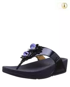 FitFlop Zehensteg-Sandale Lulu Flower. Farbe: spiegelnd dunkelblau.