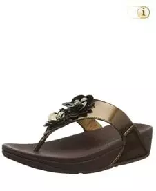 FitFlop Zehensteg-Sandale Lulu Flower. Farbe: spiegelnd bronze.