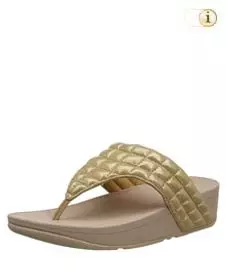 FitFlop Zehensteg-Sandale Lulu padded slide. Farbe: schimmernd gold.