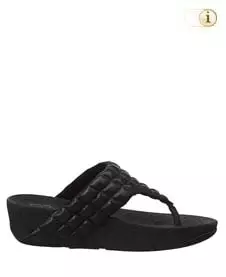 FitFlop Zehensteg-Sandale Lulu padded. Farbe: schimmernd schwarz.