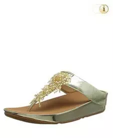 Goldfarbene FitFlop Damen Sandale Rumba mit Kristallfransen, gold.