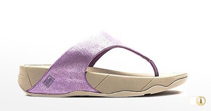 Lila Fitflop “Lulu” Shimmersuede Zehenstegsandale. Verschönert mit Glittereffekten.