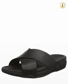 FitFlop Herren Slide Perf Leather Sandalen, schwarz.