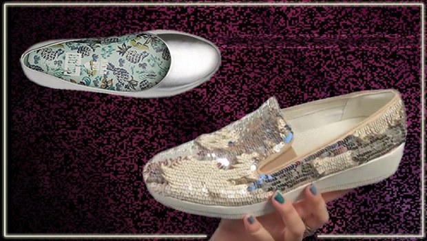 “Anna Sui” Superballerina Damen Schuh in silberfarben. FitFlop Schuh “Superskate Sequins” mit Silberpailetten.