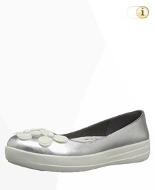 Fitflop “F-Sporty” Leder Ballerinaschuhe in silber.