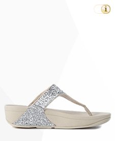 FitFlop Glitterball  Zehenstegsandale, silber.