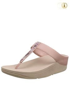 Rosa FitFlop Damen Sandale Fino, mit Glitzerstreifen vorne, rosa.