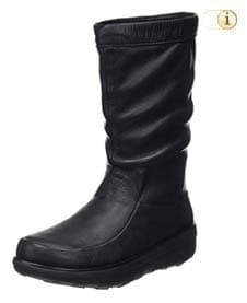 Schwarze FitFlop Damen Stiefel, Loaff, kniehoch, schwarz.